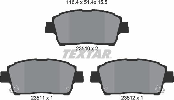 Textar 2351002 - Brake Pad Set, disc brake autospares.lv