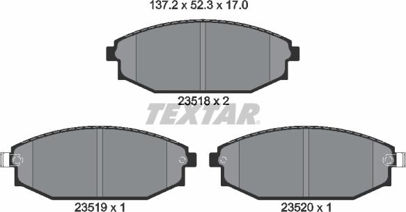 Textar 2351801 - Brake Pad Set, disc brake autospares.lv