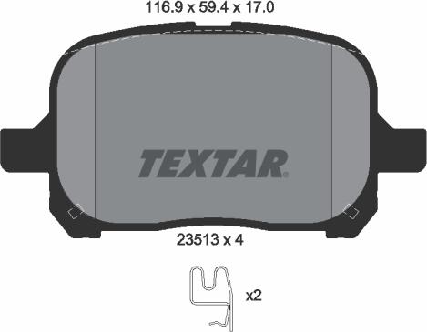 Textar 2351302 - Brake Pad Set, disc brake autospares.lv