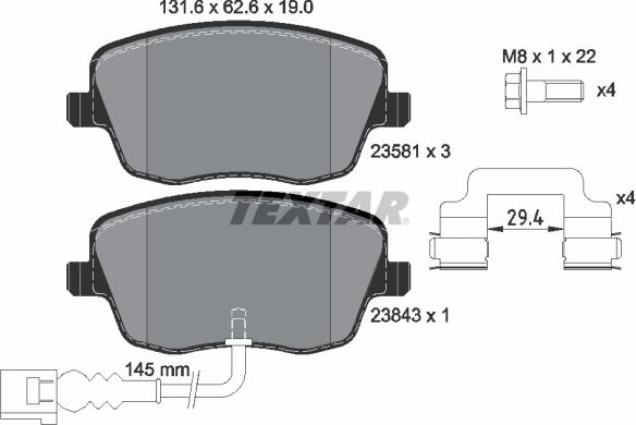 Textar 89015900 - Brake Set, disc brakes autospares.lv