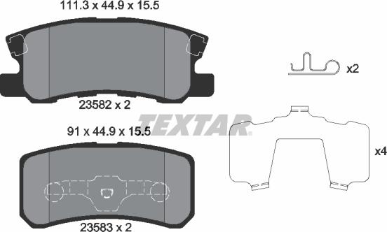 Textar 2358202 - Brake Pad Set, disc brake autospares.lv