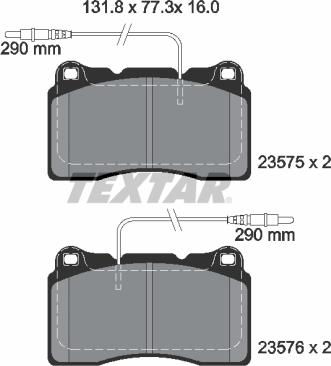 Textar 2357501 - Brake Pad Set, disc brake autospares.lv