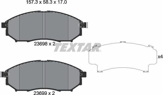 Textar 2369803 - Brake Pad Set, disc brake autospares.lv