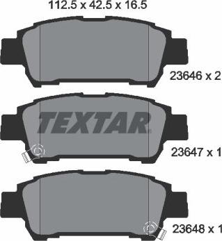 Textar 2364601 - Brake Pad Set, disc brake autospares.lv