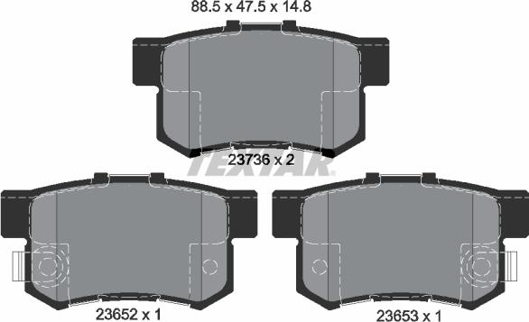 Textar 2365201 - Brake Pad Set, disc brake autospares.lv