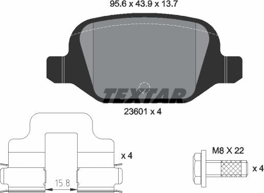 Textar 2360102 - Brake Pad Set, disc brake autospares.lv