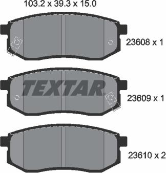 Textar 2360801 - Brake Pad Set, disc brake autospares.lv