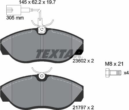 Textar 2360201 - Brake Pad Set, disc brake autospares.lv