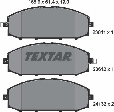 Textar 2361101 - Brake Pad Set, disc brake autospares.lv