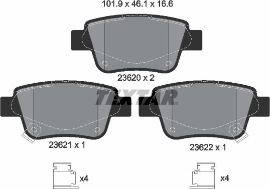 Textar 2362002 - Brake Pad Set, disc brake autospares.lv