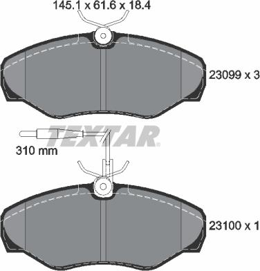 Textar 2309903 - Brake Pad Set, disc brake autospares.lv