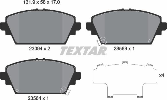 Textar 2309401 - Brake Pad Set, disc brake autospares.lv