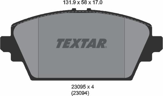 Textar 2309501 - Brake Pad Set, disc brake autospares.lv