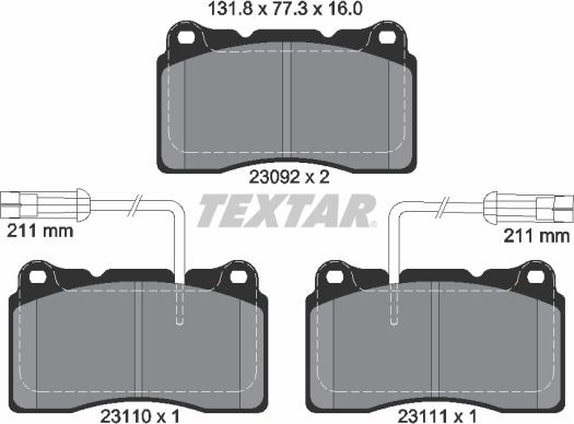 Textar 2309201 - Brake Pad Set, disc brake autospares.lv