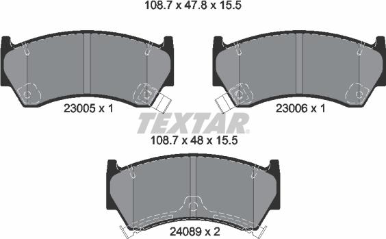 Textar 2300501 - Brake Pad Set, disc brake autospares.lv