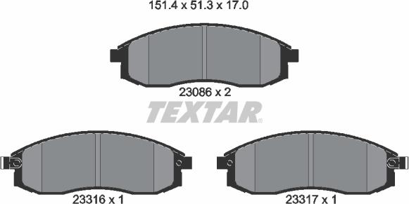 Textar 2308601 - Brake Pad Set, disc brake autospares.lv