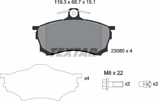 Textar 2308001 - Brake Pad Set, disc brake autospares.lv