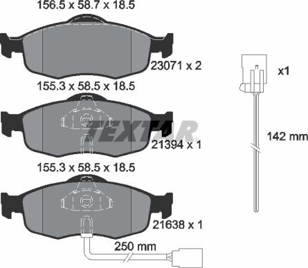 Textar 2307104 - Brake Pad Set, disc brake autospares.lv