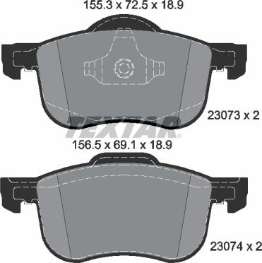 Textar 2307381 - Brake Pad Set, disc brake autospares.lv