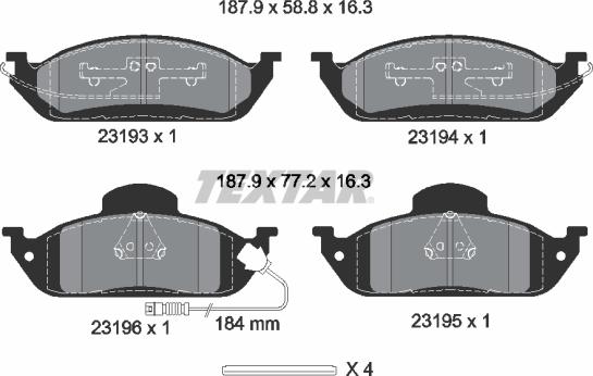 Textar 2319303 - Brake Pad Set, disc brake autospares.lv