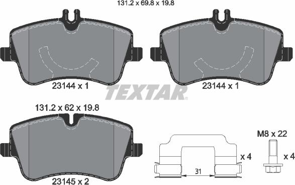 Textar 2314401 - Brake Pad Set, disc brake autospares.lv