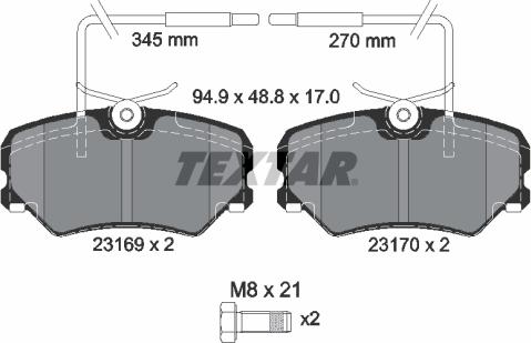 Textar 2316901 - Brake Pad Set, disc brake autospares.lv