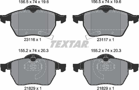 Textar 2311602 - Brake Pad Set, disc brake autospares.lv