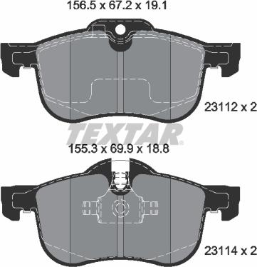 Textar 2311203 - Brake Pad Set, disc brake autospares.lv