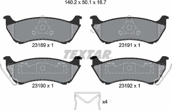 Textar 2318902 - Brake Pad Set, disc brake autospares.lv