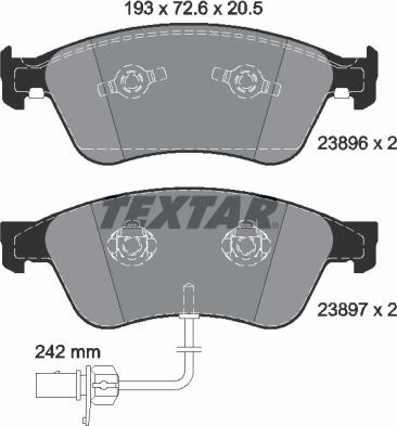 Textar 2389601 - Brake Pad Set, disc brake autospares.lv