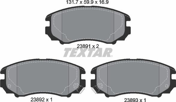 Textar 2389101 - Brake Pad Set, disc brake autospares.lv