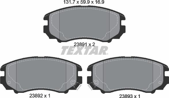 Textar 89016800 - Brake Set, disc brakes autospares.lv