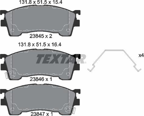 Textar 2384504 - Brake Pad Set, disc brake autospares.lv