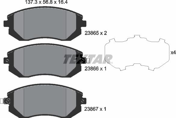 Textar 2386501 - Brake Pad Set, disc brake autospares.lv