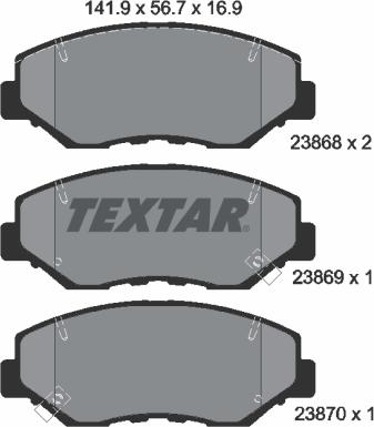 Textar 2386801 - Brake Pad Set, disc brake autospares.lv