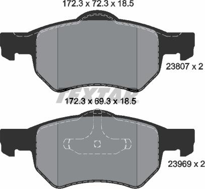 Textar 2380701 - Brake Pad Set, disc brake autospares.lv