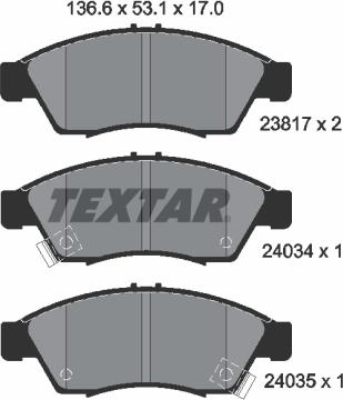 Textar 2381701 - Brake Pad Set, disc brake autospares.lv