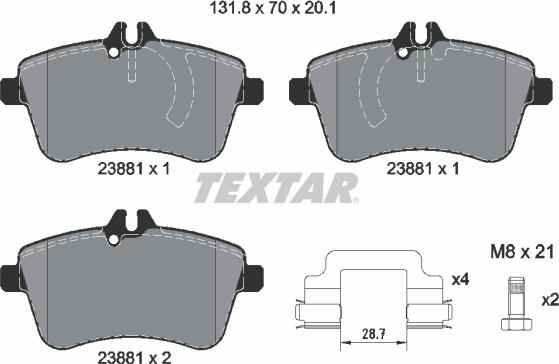 Textar 2388101 - Brake Pad Set, disc brake autospares.lv