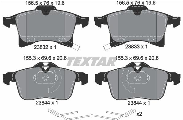 Textar 2383204 - Brake Pad Set, disc brake autospares.lv