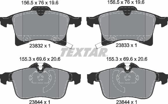 Textar 2383281 - Brake Pad Set, disc brake autospares.lv