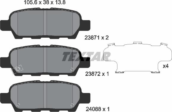 Textar 2387101 - Brake Pad Set, disc brake autospares.lv