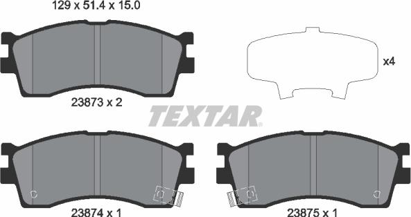 Textar 2387301 - Brake Pad Set, disc brake autospares.lv