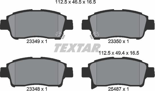 Textar 2334901 - Brake Pad Set, disc brake autospares.lv