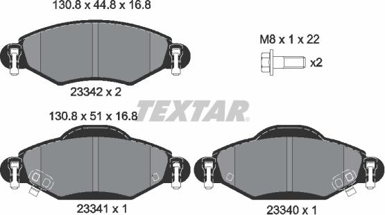 Textar 2334001 - Brake Pad Set, disc brake autospares.lv