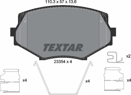 Textar 2335404 - Brake Pad Set, disc brake autospares.lv
