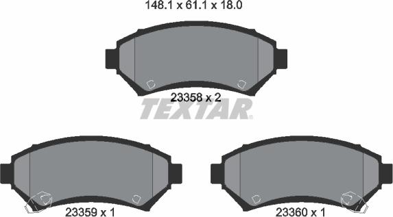 Textar 2335804 - Brake Pad Set, disc brake autospares.lv