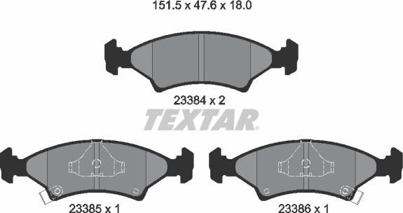 Textar 2338401 - Brake Pad Set, disc brake autospares.lv