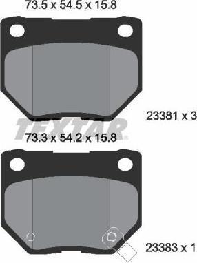 Textar 2338102 - Brake Pad Set, disc brake autospares.lv