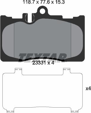 Textar 2333102 - Brake Pad Set, disc brake autospares.lv