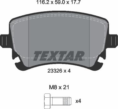 Textar 2332608 - Brake Pad Set, disc brake autospares.lv